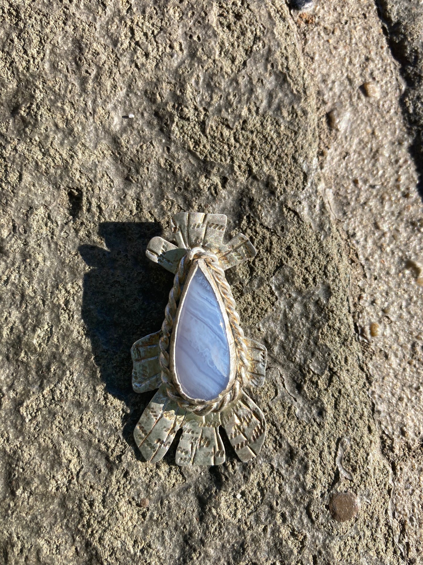 Handstamped Blue Lace Agate