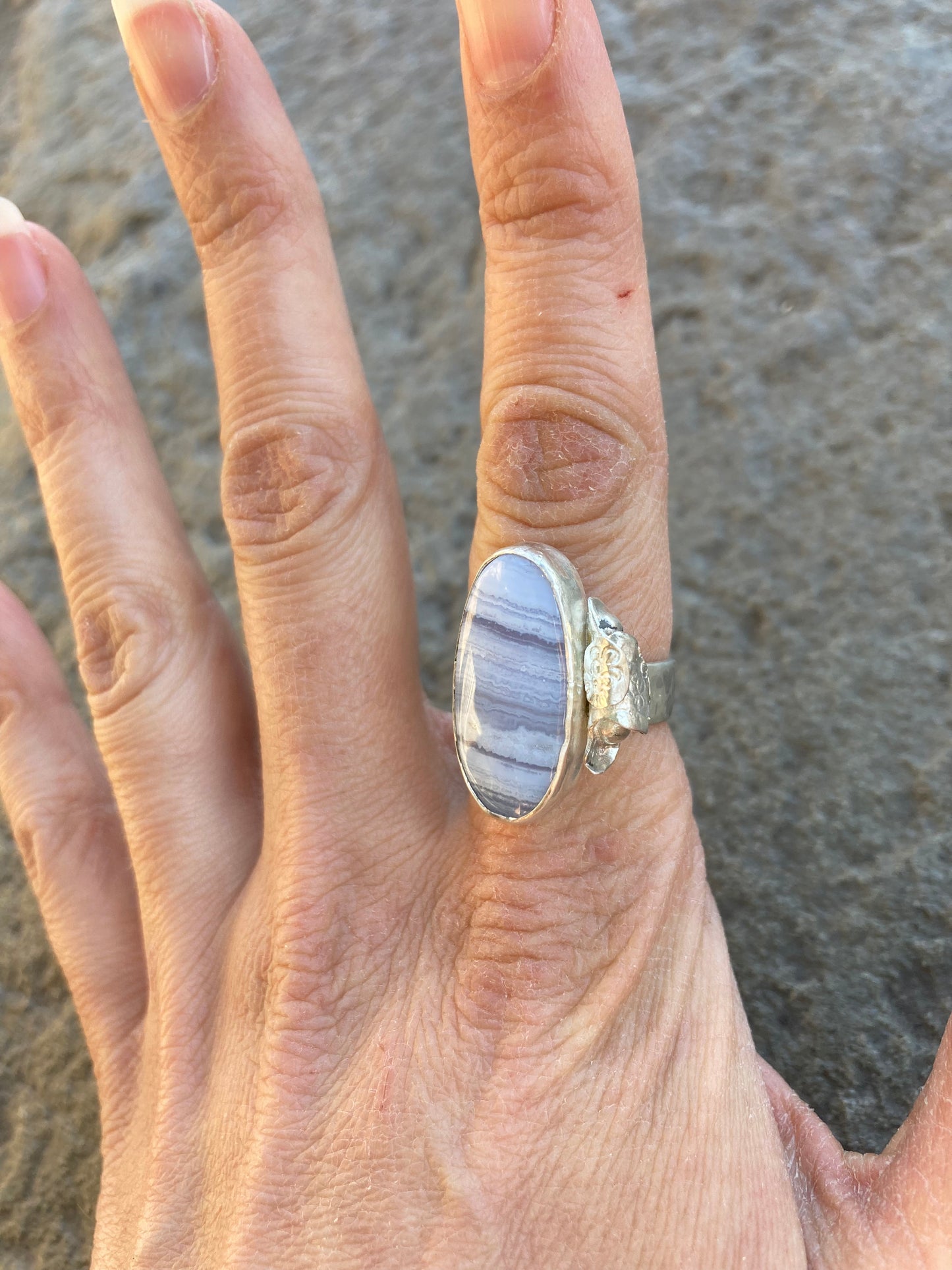 Blue Lace Agate Oval Ring