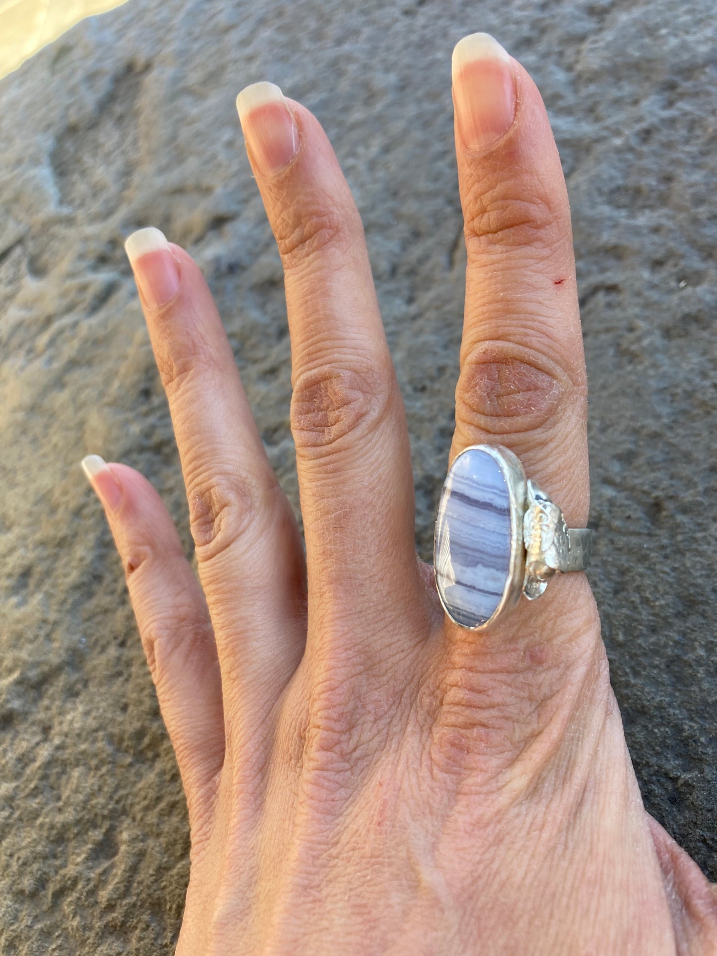 Blue Lace Agate Oval Ring