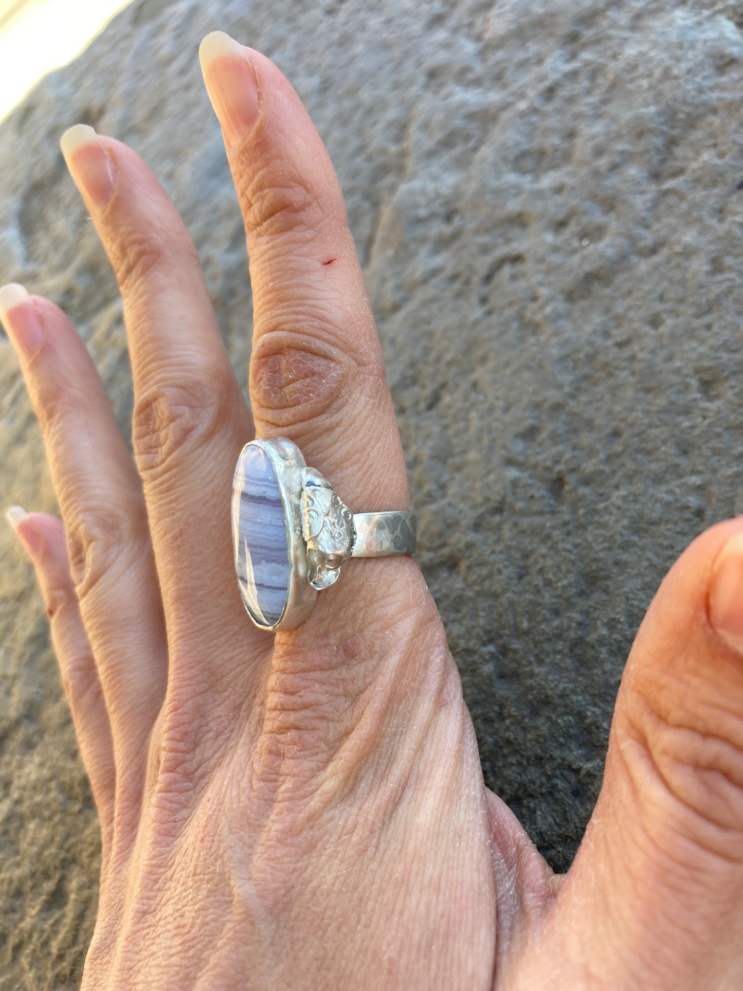 Blue Lace Agate Oval Ring