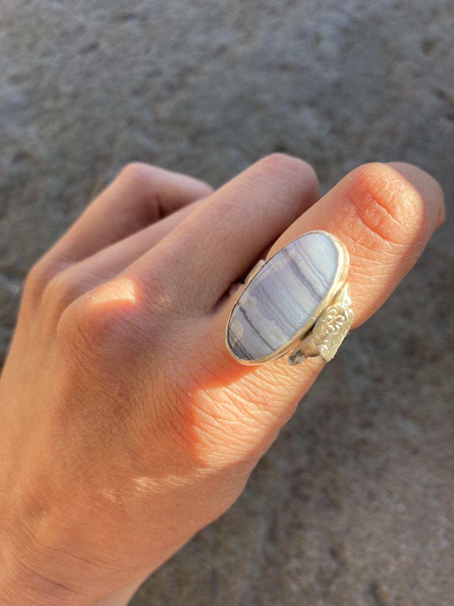 Blue Lace Agate Oval Ring