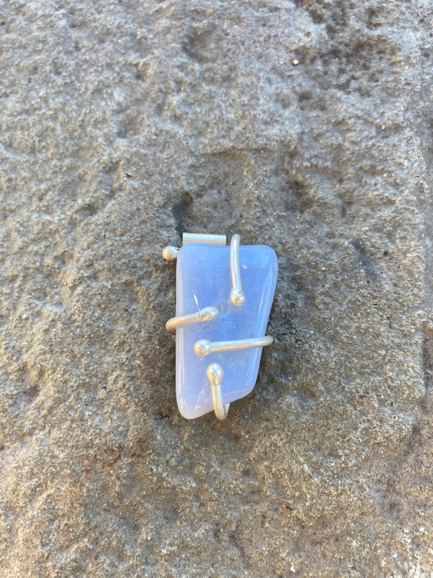 Blue Chalcedony Assymetrical Claw Set Pendant